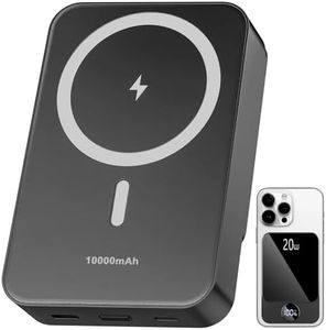Magnetic Portable Charger, Power Bank 10000mAh with PD 20w Fast Charging, USB C in&Out Battery Pack, Compatible with Mag-Safe for iPhone 12/13/14/15/16 Pro/Pro Max Series, Samsung, Android, and More