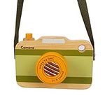 Wooden Mini Pretend Camera Toy for Toddlers 1 2 3 Years Old, Neck Hanging Photographed Props for Boys Girls Children Kids