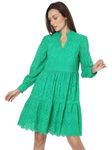 Vero Moda Women's Cotton Fit and Flare Above The Knee Dress (10310702-Golf Green_Golf