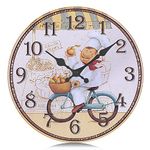 Lafocuse Retro Yellow Kitchen Wall Clock Chef Silent Non Ticking Quartz Decorative Vintage Farmhouse Wooden Frameless Wall Clocks for Living Room Modern Dinning Room Bedroom 12 Inch