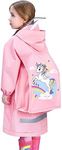 Kids Raincoats Unicorn Pink Waterproof Rain Jacket Hooded Rain Poncho Children Rainsuit Rainwear with Backpack Cover for 6-8 Years Boys Girls