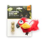 BarkButler x Fofos Parrot Cat Toys | 3 US Grade Organic Catnip for Cats | Motion Activated Bird Sounds Soft Toy | Real Feathers & Super Soft Fabrics cat Toy | for Kitten Toys, Older Cat Breeds | Red