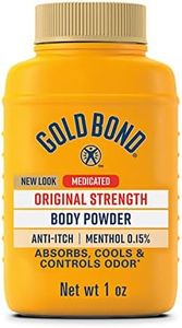 Gold Bond Medicated Original Strength Body Powder, 1 oz., Talc-Free, Anti-Itch, Absorbs & Cools,' with a net weight of '1 oz (28g)