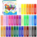 Tempera Paint Sticks,36 Vibrant Colors Washable Paint Sticks For Kids, Quick Drying, Non-Toxic, Suitable for Paper, Wood, Canvas, and Fabric, Mess-Free Art Supplies