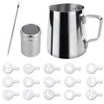 SZXMDKH Milk Frothing Jug 350ml (12oz ) Stainless Steel Milk Pitcher Cup Barista Milk Jug and Latte Decorating Art Pen for Making Coffee Cappuccino Frothing Milk Coffee Machine, Silver