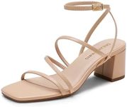 DREAM PAIRS Womens Block Heels 2 inch Strappy Square Toe Dressy Chunky Low Heeled Sandals for Party Wedding Evening,Size 6,Nude-Pu,DWUMHS2512