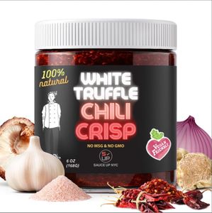 SAUCE UP White Truffle Chili Crisp 6oz | Gourmet Vegan Chili Oil with 13 Natural Ingredients | Gluten Free Keto No MSG | Crispy Spicy Umami Flavor Bomb | Handcrafted in NYC | Premium Truffle Sauce