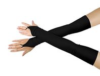 Adults' Stretchy Lycra Fingerless Over Elbow Cosplay Catsuit Opera Long Gloves (black)