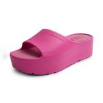 Lemon Jelly Women's Platform Sandals - Cute Water-Friendly Comfort Wedges for the Beach or Casual Wear - Super Lightweight Slip-On Flip Flops for Ladies - Versatile, Chunky Summer Slides, Fuchsia