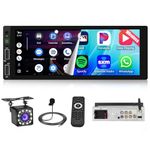 Inefala 6.86" Wireless Carplay Car Stereo Single DIN Touch Screen Car Radio Android Auto Bluetooth 5.0 Bluetooth Backup Camera SWC USB FM MIC
