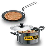 Hawkins Futura 2 Pieces Cookware Set 5 - Hard Anodised Tava and Stewpot with One Stainless Steel Lid, Black (ASET5)