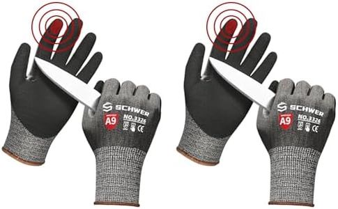 Schwer ProGuard Highest Level Cut Resistant Work Gloves PR3326 for Extreme Protection，ANSI A9 Cut Gloves with Reinforced Thumb, Non Slip, Breathable, Cooling, Durable, Touch-screen, Black 1 Pair（L）