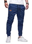 JMIERR Men's Joggers with Pockets Casual Joggers Pants Cotton Drawstring Work Pants Relaxed Fit Chino Pants Hiking Outdoor Twill Track Jogging Sweatpants Pants for Men, CA 38(XL), B Blue