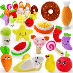 Legend Sandy 14 Pack Dog Squeaky Toys Cute Stuffed Plush Fruits Snacks and Vegetables Dog Toys for Puppy Small Medium Dog Pets