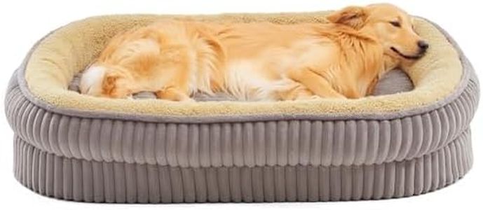 DEBANG HOME Lit orthopédique pour Chiens de très Grande Taille, lit Ovale en Mousse Haute densité, avec Housse Amovible Lavable et Fond antidérapant (Gris, XXL(104X76X19cm))