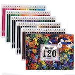 Sabahz Trading 48/72/120/150/180 Oil Colored Drawing Pencils Set - Kalour- Premium Soft Core Art Colors Pencils for Coloring Books Artist Drawing Sketching Crafting Pencil Sharpener and Gift Box (120)