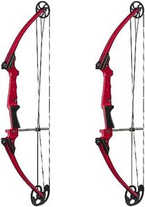 Genesis Archery Compound Bow w/Adjustable Draw Length from 15"-30" & Adjustable Draw Weight Range of 10 to 20 Pounds for Right-Handed, Red (2 Pack)