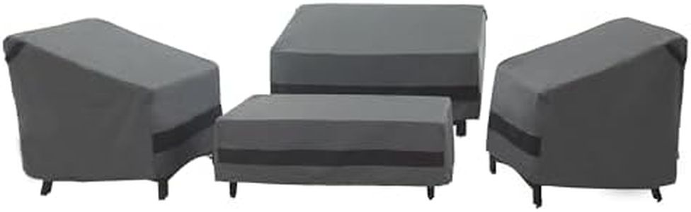 loriano Patio Furniture Covers 4 Piece, Outdoor Furniture Covers Waterproof, 600D Heavy Duty Lawn Patio Covers Set Grey-Black