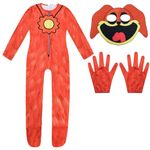 Smiling Critters CATNAP Kids Cosplay Costume Fancy Dress up Party Performance Jumpsuit&Mask&Glove 3Pcs (brown, 7-8 Years)