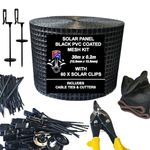 PG Solar Panel Bird Proofing Mesh Kit & 60 Fixing Clips For Control & Prevention of Pigeons Nesting (Black PVC 30m Roll)