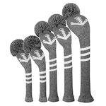 Scott Edward Golf Headcovers 5Pcs for Driver*1 Fairway*2 Hybrid*2,Knitted Elastic Yarn Double Layers Big Pom Protect Golf Club from Scracthes and Dust,Perfect Match Golf Bags (Anchor)