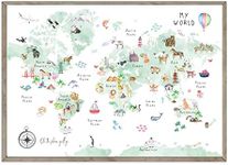 Joocrise Green Kids World Map Wall 