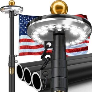 20FT Telescoping Heavy Duty Flag Pole with Solar Light, Extra Thick 11-Gauge Aluminum,True Glory Edition, Easy Setup for Outside House or Yard, with 3x5 USA Flag & All Hardware-120 MPH Wind Tested