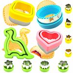 Uncrustables Maker, 12pcs Sandwich Cutter and Sealer sets, Uncrustable Sandwich Cutter, Decruster Sandwich Maker, Bread Cookie Cutters for Boys Girls Lunch & Bento Box (Dinosaur Heart Mickey Star)