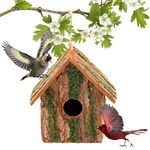 Ltwil Handcrafted Birdhouse - Wooden Bird House Charming Outside Garden Decoration with Gable Roof