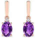 Inspereza Oval Gemstone and Diamond Dangle Earring in 14kt Gold (7x5 mm Gemstone)