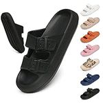 Geweo Cloud Women Men Slippers Cozy Slides Shower Anti Slip Bathroom Cushioned Thick Soled Quick Dry Super Soft Beach Bathroom Flip Flops Pillow Sandals Comfortable Unisex Black 5/5.5UK(37/38EU)