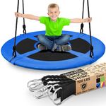 SereneLife Saucer Swing 40"- for Kids Teens & Adults, Durable Tree Swing, Waterproof, w/Thick Swing Rope, Indoor Outdoor Use, Sensory Therapy, 600Ib Weight