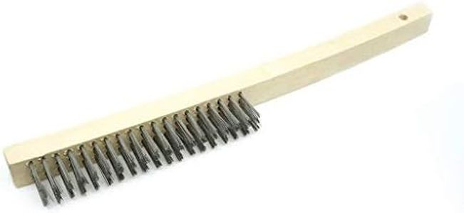 Benchmark Abrasives 13-3/4" Curved Handle Wire Scratch Brush Wooden Handle for Cleaning, Removing Rust, Paint, Corrosion, Multi-Purpose Wire Brush - 12 Pack (Stainless Steel)