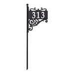 Whitehall Products 11244 Nite Bright Acanthus Reflective Post Sign Address Plaque, Black/White