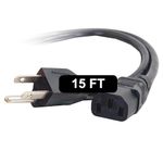 C2G 09482 18 AWG Universal Power Cord - NEMA 5-15P to IEC320C13, TAA Compliant, Black (15 Feet, 4.57 Meters)