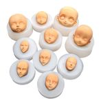 MIMIRACLE 10PCS Human Face Silicone Molds Baby Face Cake Molds for DIY Cake Fondant Biscuit Dessert Candle Decor Chocolate Sugar Pudding Chocolate Hard Candies Polymer Clay