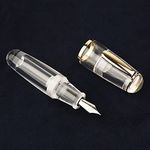 Asvine Majohn Q1 Clear Mini Eyedropper Fountain Pen, Resin Short Pocket Pen, Iridium Extra Fine Nib Large Capacity Writing Pen Case Set