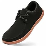 HIIGYL Wide Fit Shoes Men Slip On Loafers Casual Boat Shoes Minimalist Walking Fashion Trainers Non-Slip Shoes Comfortable Black 10