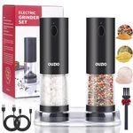 [Upgraded Larger Capacity] Electric Salt and Pepper Grinder Set Rechargeable with LED Lights - Automatic Pepper and Salt Grinder Refillable with 6 Adjustable Coarseness