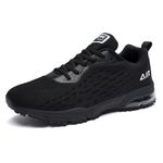 RomenSi Mens Air Running Trainers Walking Shoes Fashion Breathable Tennis Sports Trail Gym Athletic Casual Sneakers AllBlack Size 9.5 UK