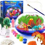 Bryte Light Up Dinosaur Terrarium Kit for Kids - Dino Habitat with Real Plants, Figurines, Volcano & LED Lights, DIY Science Kit, STEM & Arts Crafts Toys, Birthday Gifts for Boys Aged 4-12 yrs