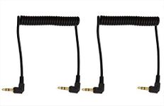 Mini Skater 3.5mm Coiled Audio Cable 90 Degree Male to Male Headphone Cable Stereo Aux Audio Extension Coiled Cord2PCS