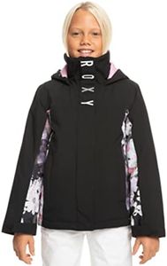 Roxy Girls DryFlight Galaxy Snow Jacket, 10/Medium, True Black Blurry Flower