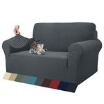 MAXIJIN Newest Jacquard Sofa Covers for 2 Seater, Super Stretch Non Slip Love Seat Couch Cover for Dogs Pet Friendly Elastic Furniture Protector Loveseat Slipcovers (2 Seater, Dark Grey)