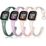 Ouwegaga Slim Band Compatible with Fitbit Versa 3 4 Bands/Fitbit Sense 2 1 Bands for Women Men, Durable Soft Silicone Sport Watch Replacement Strap for Fitbit Sense 2 and Versa 4 Smartwatch, 4 Packs
