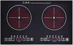 24 inch 2 Burners Electric Cooktop 110V Ceramic Electric Stove with 2 Cooktops 2200W Ajustable portable Electric Cooktop for Cooking(2 Burner Countertop)