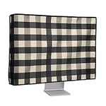 kwmobile Dust Cover for 31-32" monitor - Linen Monitor Protector with Design - check stripes Black/Light Grey/White