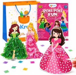 PoKraft Magical Princesses Poke Art, Paper Craft Kit with Gift Bag, Mess-Free Fun for Kids 3-9, Colorful DIY Activity Toys Games, Perfect Birthday Gifts for Girls, Builds Fine Motor Skills