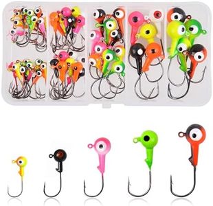 Fishing Jig Head Hooks Set, 60pcs Fishing Lures Jig Head Bait Assorted Round Head Jig Hooks for Soft Worm Shrimp Lures Freshwater Saltwater Fishing Tackle Kit