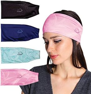 Equestrian Headbands for Women, Under Riding Helmet Bands, Sportswear Wide Hair Wrap Suitable for Use with Bike Helmets, Yoga & Hiking (4 Pack)